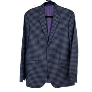 TED BAKER LONDON ENDURANCE jacket blazer sport coat 100% wool 40R Plaid Navy